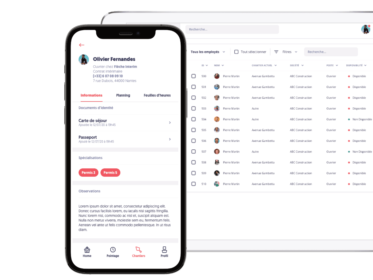Ouvrier - Tim management
