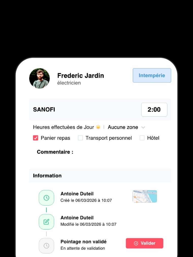 Pointage mobile des ouvriers et suivi des heures chantier avec Tim Management