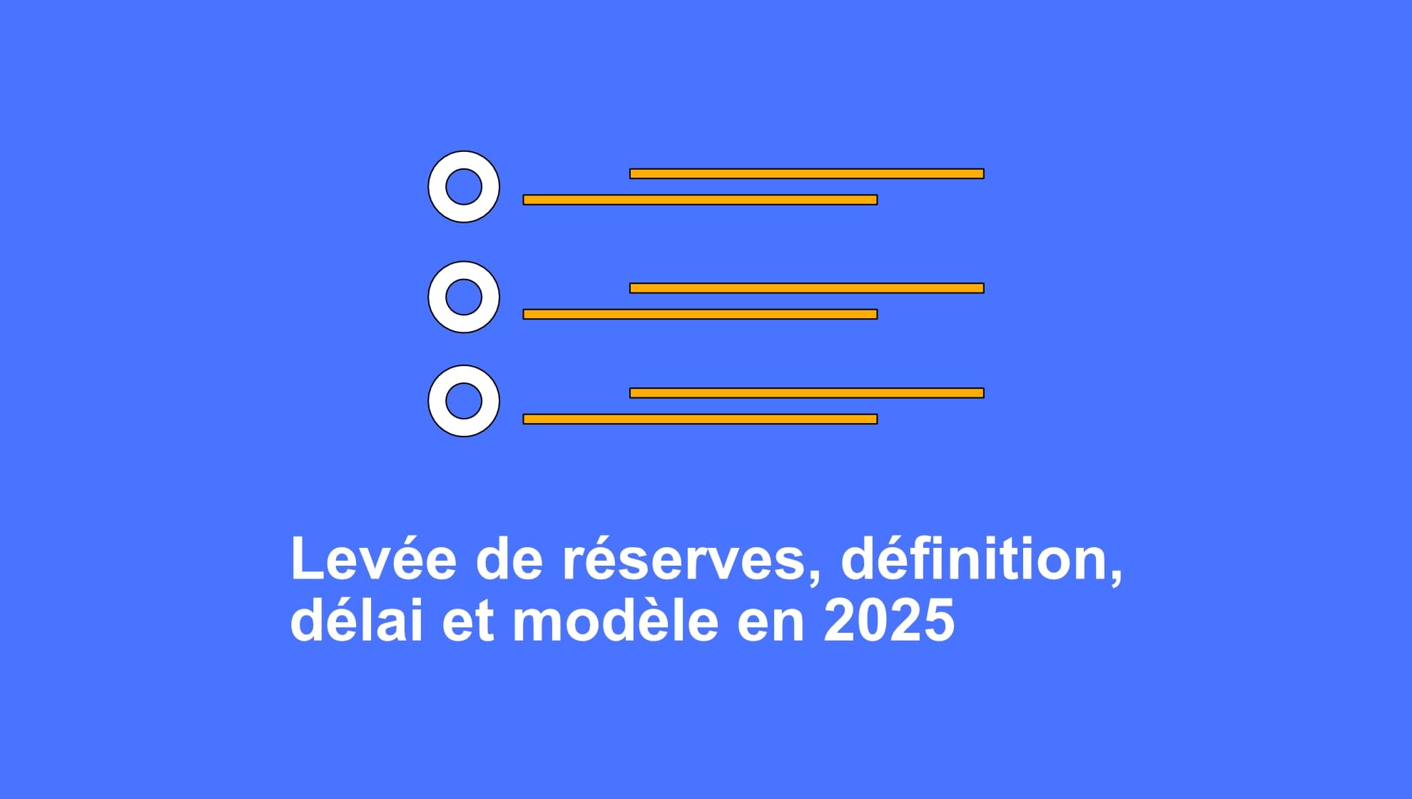 Icônes de puces et de lignes symbolisant une checklist, sur fond bleu, évoquant l’action de lever des réserves sur un chantier.