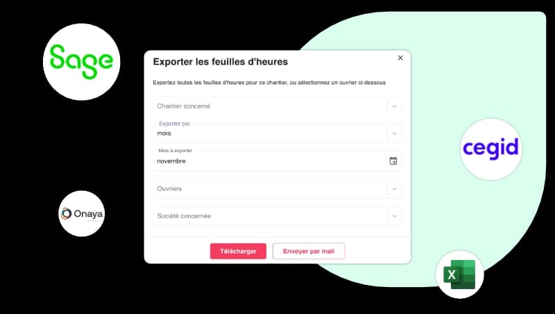 Application de pointage avec export des feuilles d’heures vers Sage, Cegid et Excel