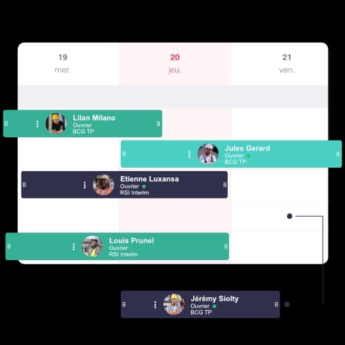 Planning chantier avec gestion des tâches et réaffectation des ouvriers