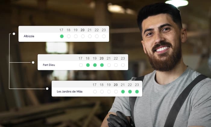 Suivi planning multi-chantiers avec présence des équipes en temps réel
