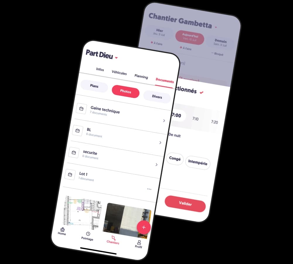 Application mobile BTP avec gestion des documents chantier et pointage des ouvriers
