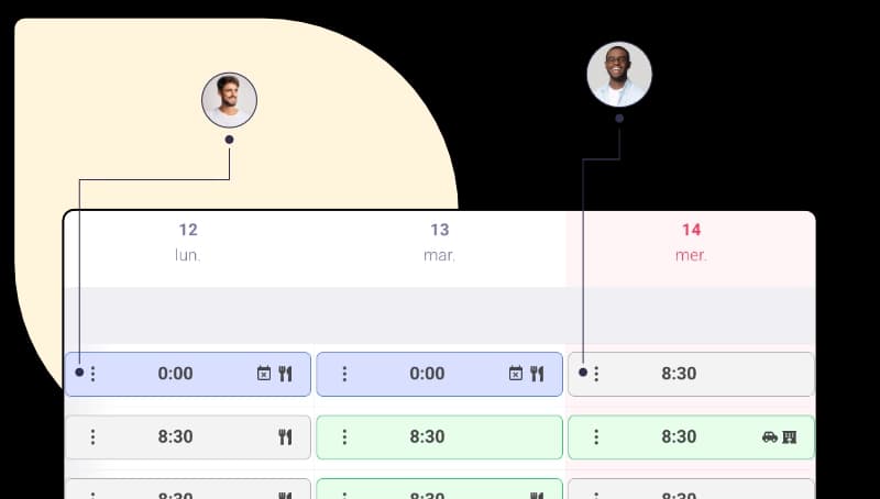 Planning chantier avec suivi des heures journalières et pointage ouvrier