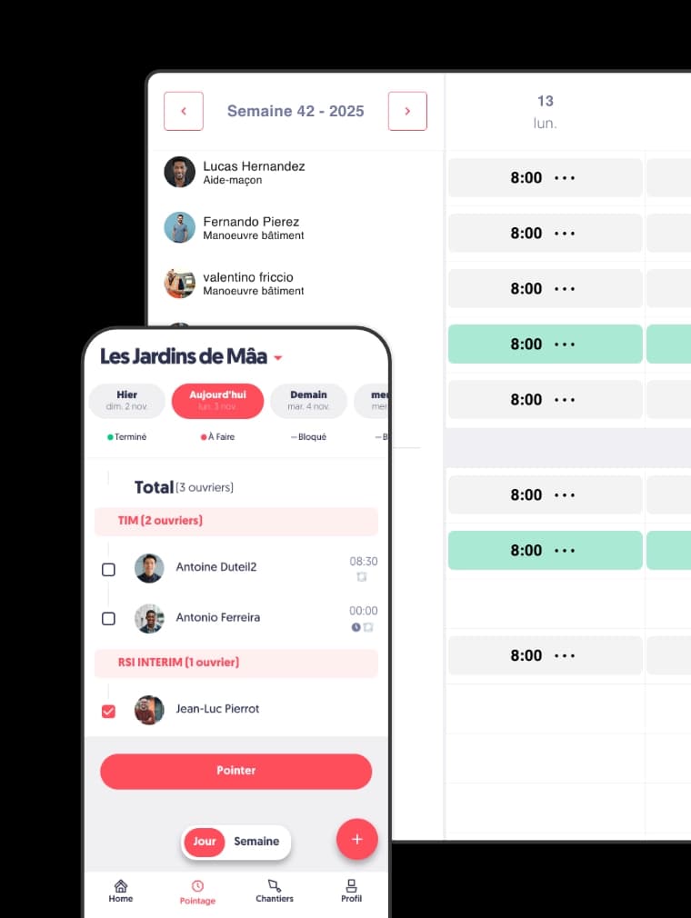Pointage mobile et feuille d’heures des ouvriers avec Tim Management
