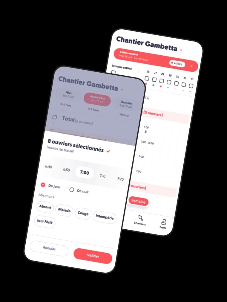 Pointage mobile des ouvriers avec Tim Management sur chantier BTP