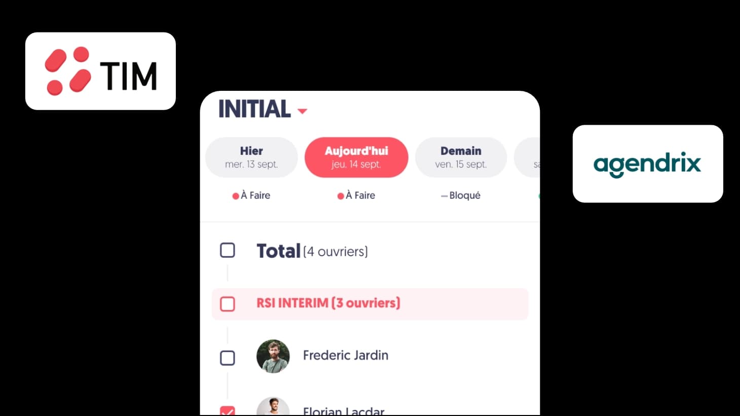 Comparaison Tim Management et Agendrix pour la gestion des ouvriers sur chantier