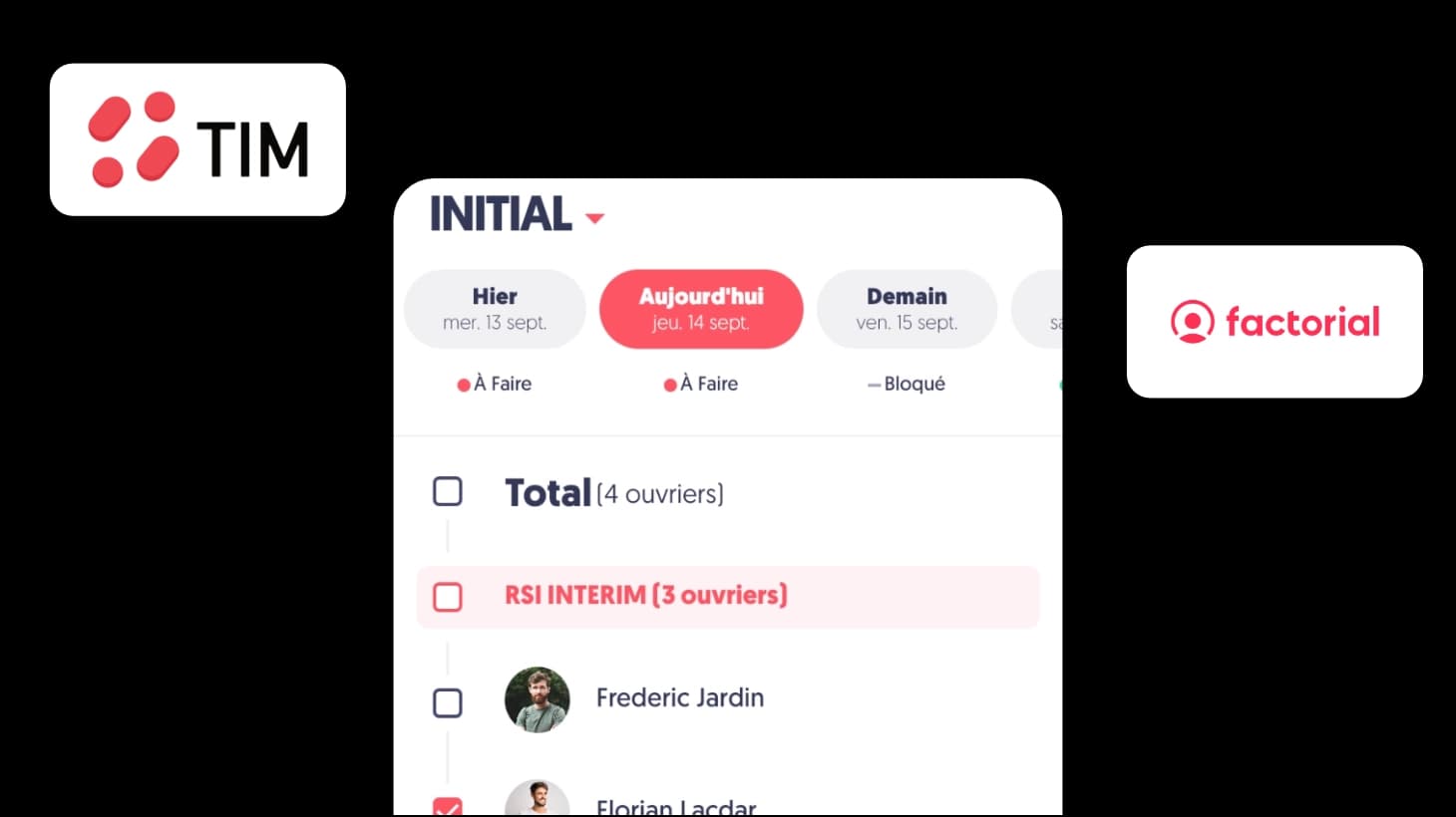 Comparaison Tim Management et Factorial pour le pointage et la gestion des ouvriers BTP