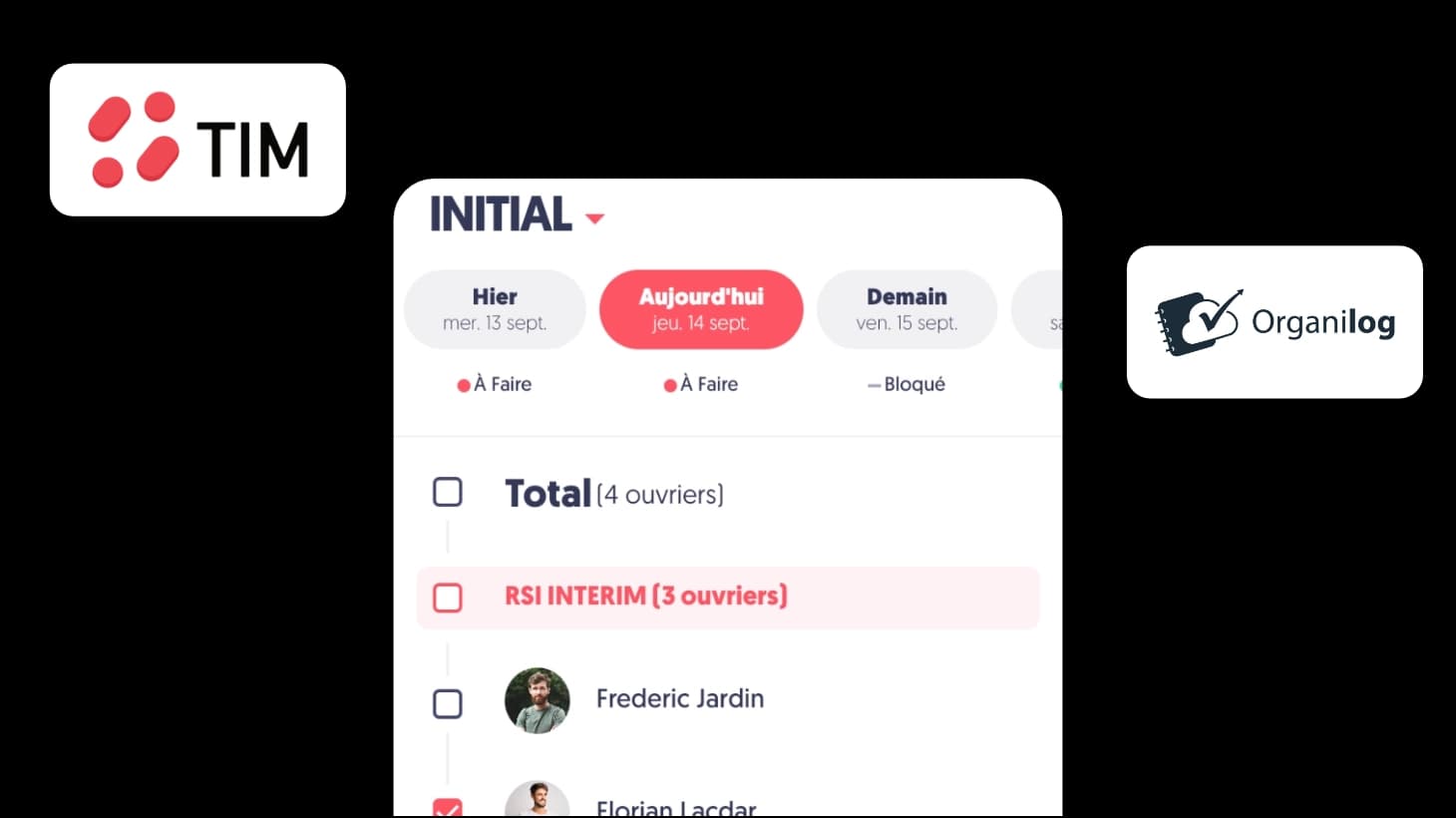 Comparaison Tim Management et Organilog pour la gestion des ouvriers sur chantier