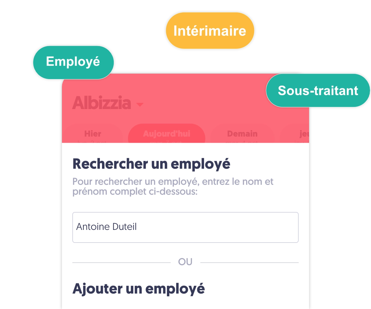 ajout d'ouvrier sur l'application mobile de pointage TIM