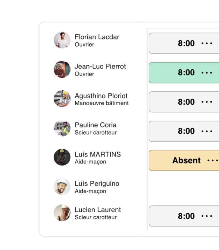 Application mobile du logiciel de planning ouvrier et chantier