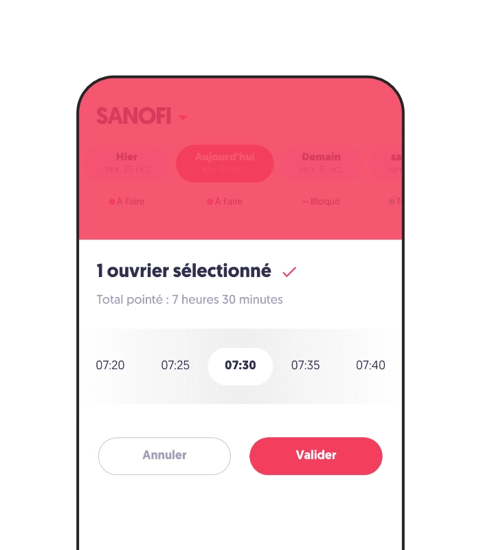 Application mobile du logiciel de planning ouvrier et chantier