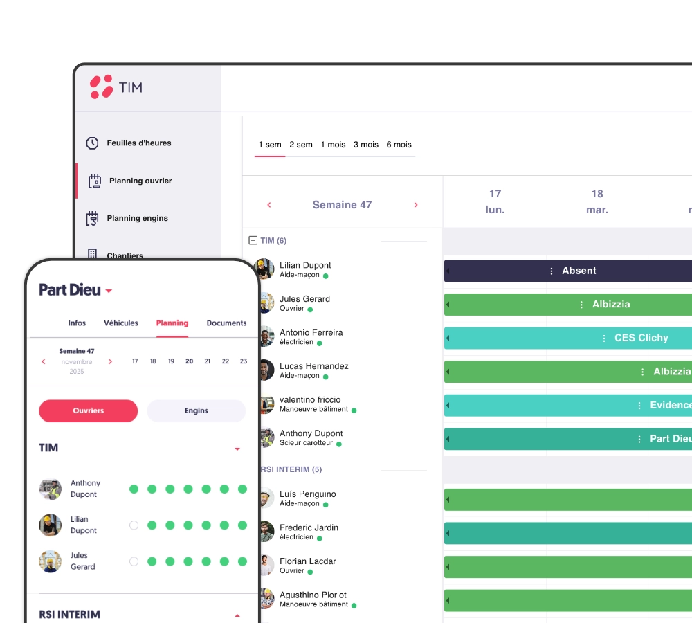 planning ouvrier - Tim Management